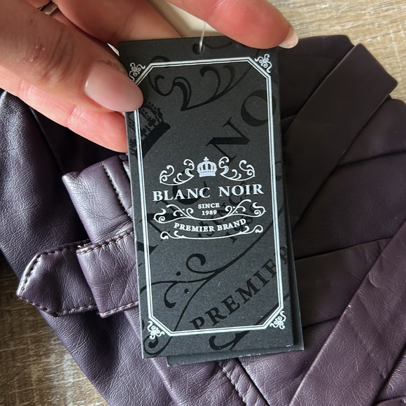 ▶️ Blanc Noir Women’s S Purple Moto Jacket Vegan Leather Full Zip Pockets NEW - Picture 3 of 16